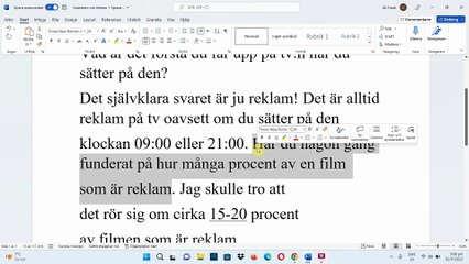 Insändare om reklam i TV - موضوع سويدي عن الاعلانات