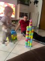 Bulldozer Baby Knocks Over Daddy's Tower