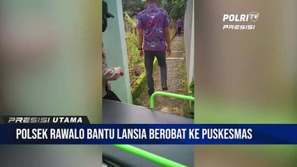 Antar Warga Kurang Mampu Untuk Berobat, Bhabinkamtibmas Polsek Rawalo, Polresta Banyumas Gendong Nenek Rasiyem