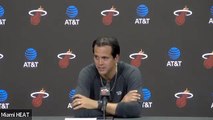 Miami Heat coach Erik Spoelstra after Tuesday's victory against the Golden State Warriors