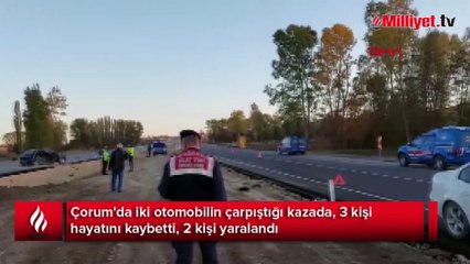 Çorum'da korkunç kaza! İki otomobil çarpıştı: 3 ölü, 2 yaralı