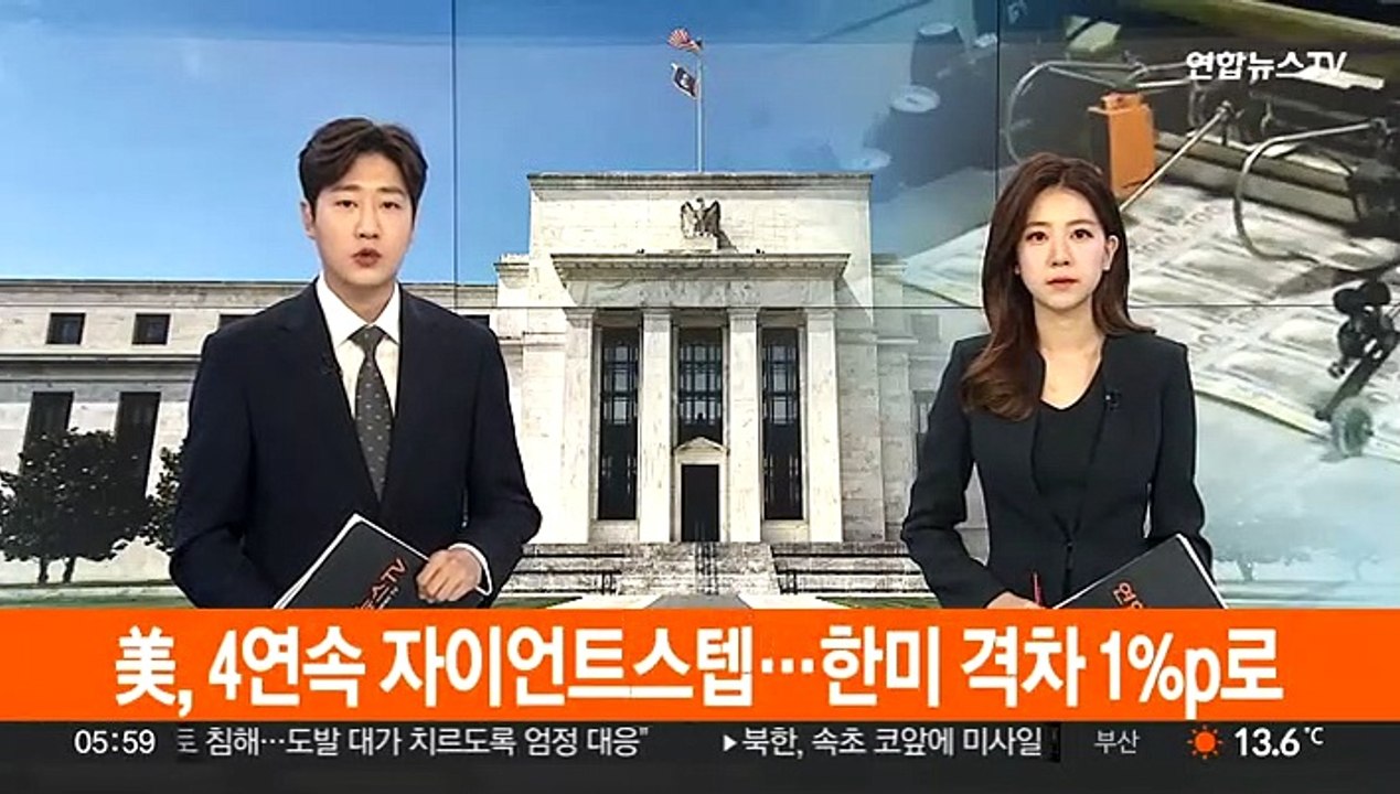 美, 4연속 자이언트스텝…한미 격차 1%p로