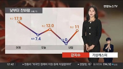 [날씨] 낮부터 찬바람 강해져…내일 아침 서울 0도