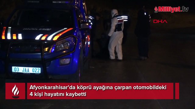 Otomobil, 6 metre yükseklikten uçup köprü ayağına çarptı; 4 ölü