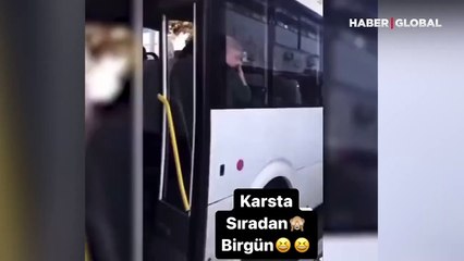 Yolcular neye uğradığını şaşırdı! Bir anda at üstünde otobüse bindi