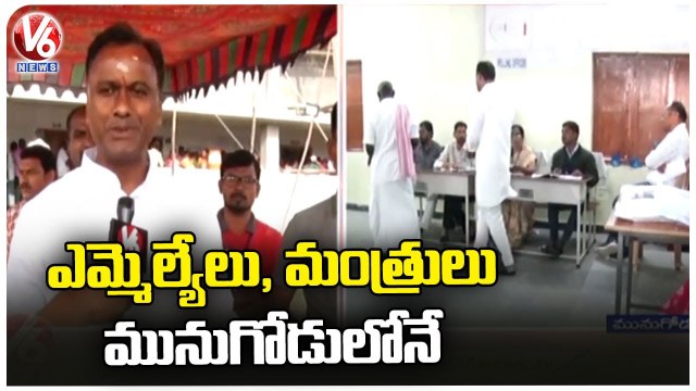 Rajagopal Reddy Inspects Polling Booth F2F With KomatiReddy Rajgopal Reddy | V6 News