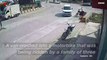 Footage Shows the Moment a Van Crashed Into a Motorbike Sending a Mother and Child Flying Into the Air