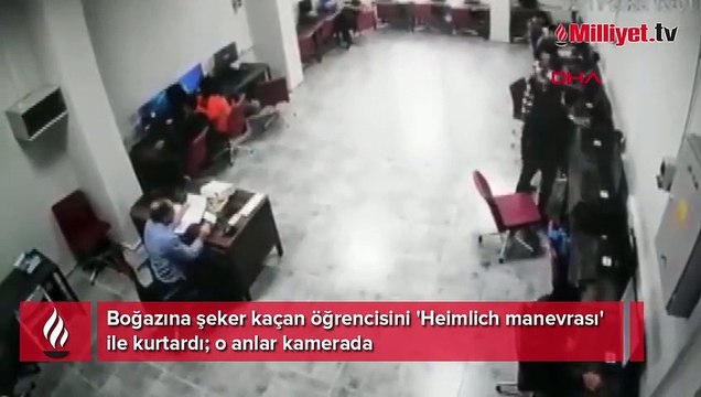 Boğazına şeker kaçan öğrencisini 'Heimlich manevrası' ile kurtardı