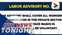 DOLE releases guidelines on optional face mask use in workplaces