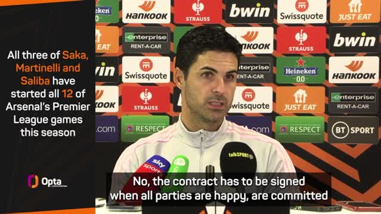 Arteta 'in a good place' on Saka, Martinelli and Saliba contracts