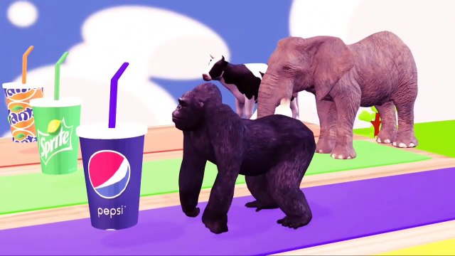 Cow Gorilla Buffalo Lion Wild Animals Game Choose The Right Drink Gift Box Run Game with Elephant