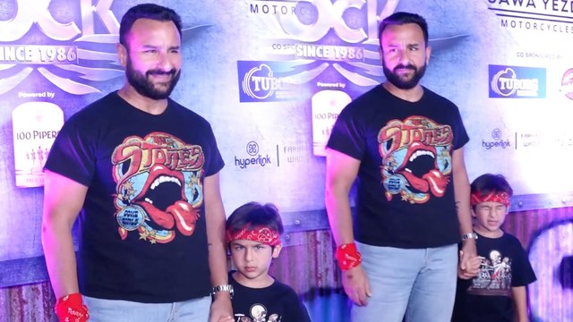 तैमूर के साथ ट्विनिंग करते नजर आये पापा सैफ अली खान, रॉकस्टार वाले लुक से दिए कई पोज