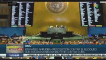 teleSUR Noticias 15:30 03-11: ONU condena bloqueo de EE.UU. a Cuba