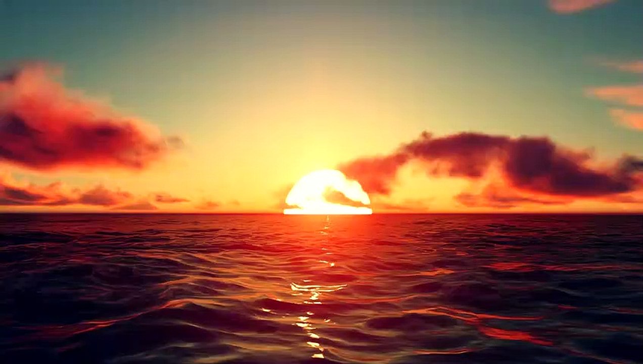 Matahari terbitmixkit-3d-simulation-of-a-red-sunset-at-sea-33919-medium