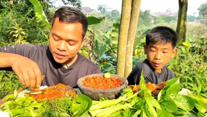 Mukbang sayur hasil alam +daun pepaya ❗❗