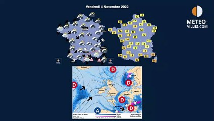 prévisions météo villes du vendredi 4 novembre 2022