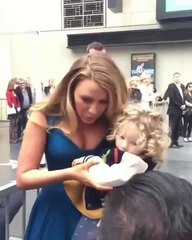 So cute Blake Lively and baby James during Ryan Reynolds speech
