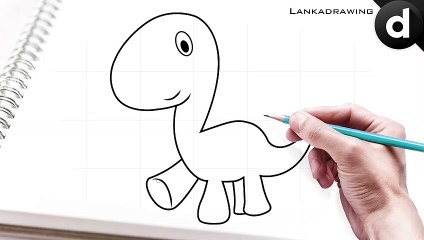 learn to draw a simple and cute dinosaur 4