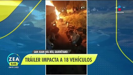 Tráiler impacta a 18 vehículos en la México-Querétaro