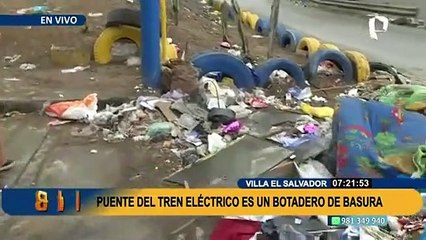 VMT: reportan cúmulos de basura en puente que conecta a tren eléctrico