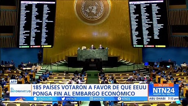 ONU votó a favor de levantar el embargo que mantiene EE. UU. sobre Cuba