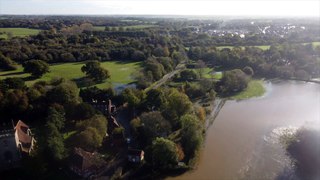 River flood water in Hellingly and surrounding area from drone
