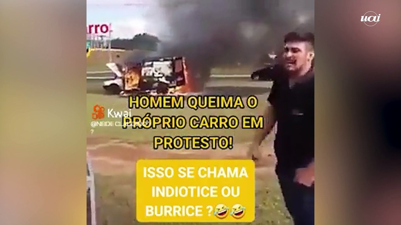 Homem queima o próprio carro em protesto contra Lula