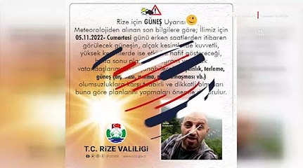 Rize Valiliğinden vatandaşlara "güneş" uyarısı: Şaşkınlık yaşamayın