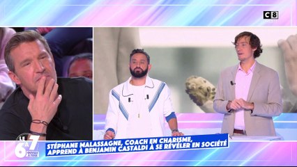 Stéphane Malassagne, coach en charisme, donne un cours particulier à Benjamin Castaldi