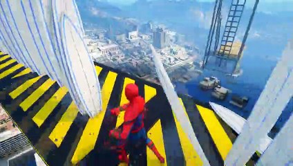 #SPIDERMAN Jumps_Fails - GTA 5 WaterSlides Ragdolls #88 (Euphoria Physics - Funny Moments)