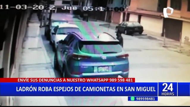 San Miguel: Captan a delincuente robando espejos retrovisores de camionetas