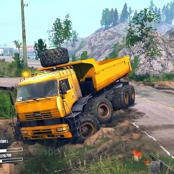 Dump truck stuck in deep mud - Spintires MudRunner