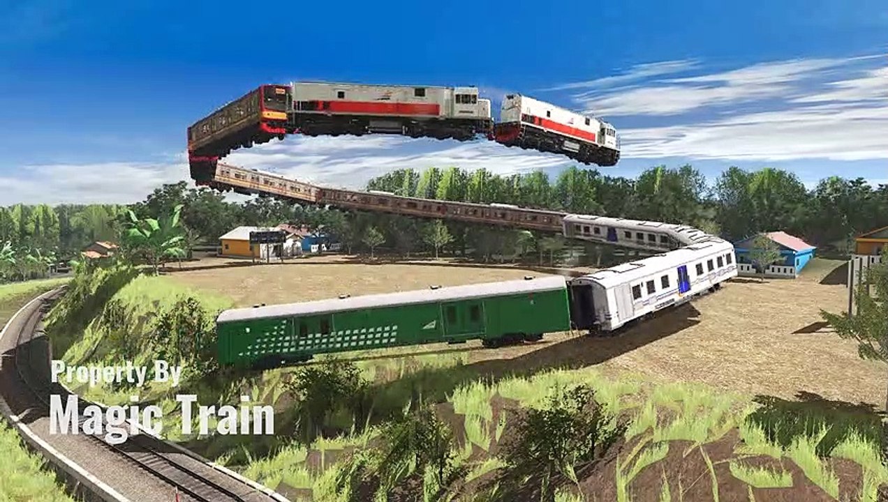 Flying train spinning over the barren land