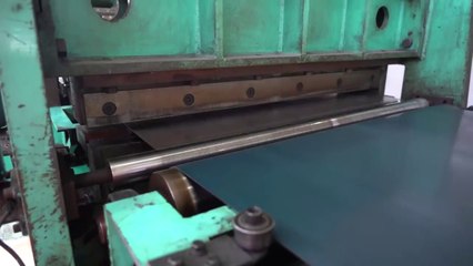 Process of making drum cans. Mass production plant in japan