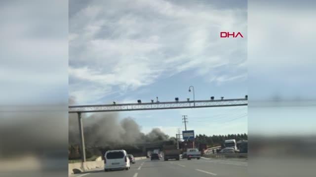 ALEV ALEV YANAN KAMYON İTFAİYE EKİPLERİ TARAFINDAN SÖNDÜRÜLDÜ