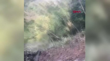 BETON MİKSERİ ORMANLIK ALANA DEVRİLDİ; O ANLAR KAMERADA