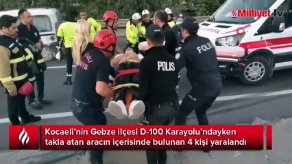 D-100 karayolunda kaza! Takla atan araçtaki 4 kişi yaralandı