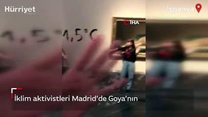 İklim aktivistleri Madrid'de Goya'nın tablolarına kendilerini yapıştırdı
