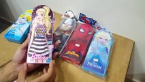 Mega Unboxing and review of SKI Crysta 3D Pencil Box With frozen, spiderman, disney princess, barbie