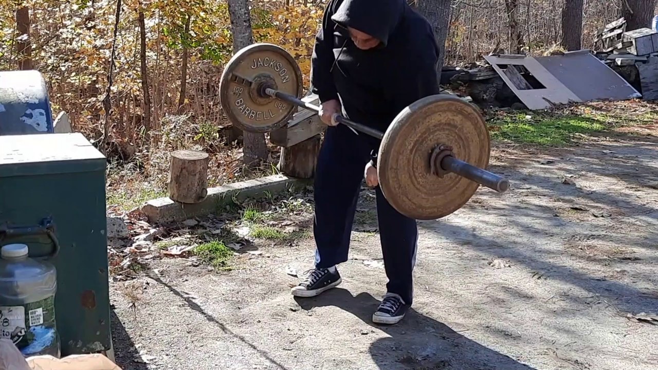 One Hand Barbell Bent Rows 249.5lb Hook Grip