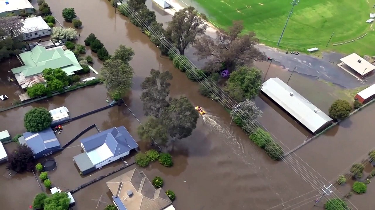 Aerial footage of major flooding in Forbes on Saturday, November 5, 2022.