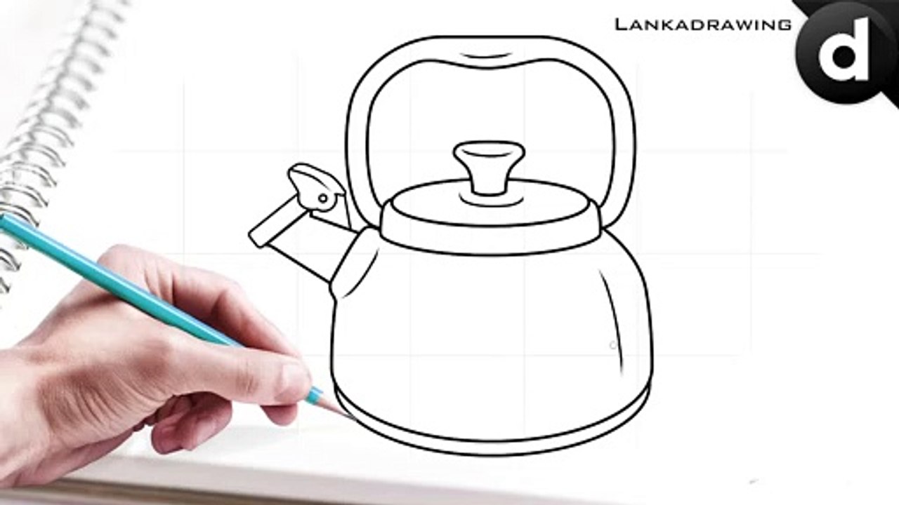 learn to draw a teapot for cooking water simple and easy