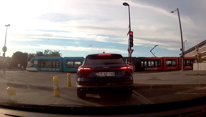 On a bike in a mini skirt and a scooter