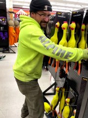 Brothers Clucking Around in Halloween Store