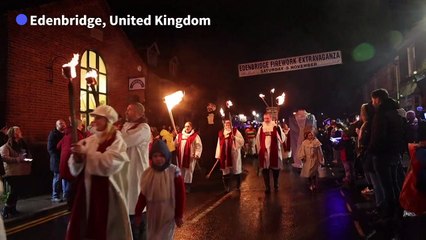 Giant effigy of former UK PM Truss set on fire on Bonfire Night in Kent