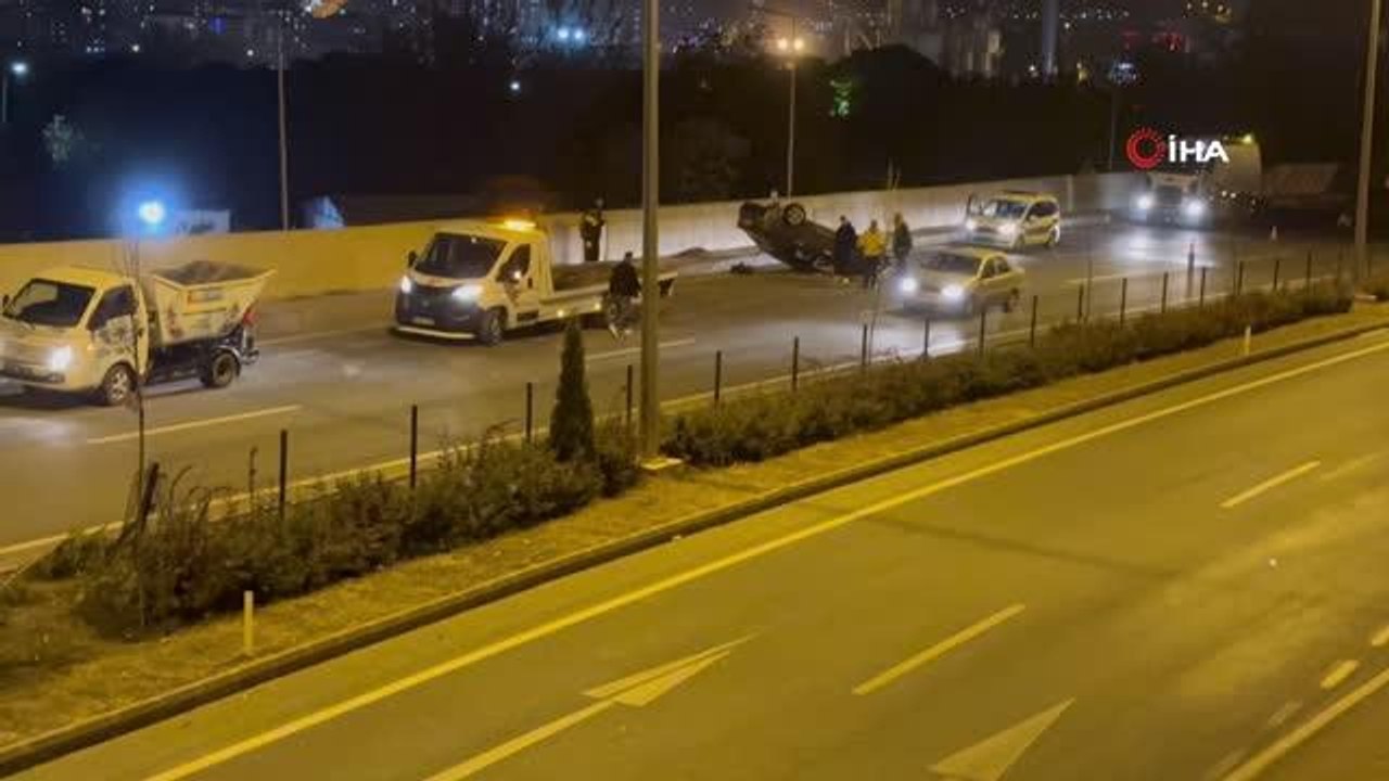 Kontrolden çıkan otomobil taklalar atarak durabildi