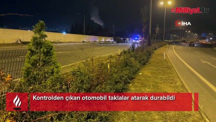 Download Video: Kontrolden çıkan otomobil taklalar atarak durabildi