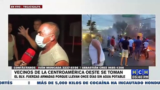 Vecinos de la colonia Centroamérica Oeste se toman bulevar Fuerzas Armadas por falta de agua potable