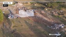 Birds-eye view of tornado damage in Texas