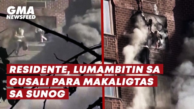 Residente, lumambitin sa gusali para makaligtas sa sunog | GMA News Feed